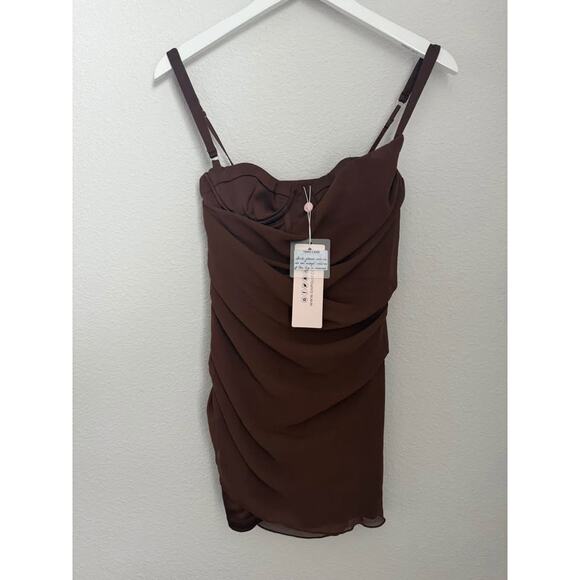 Oh Polly Brown Mini Dress NWT - Picture 3 of 8